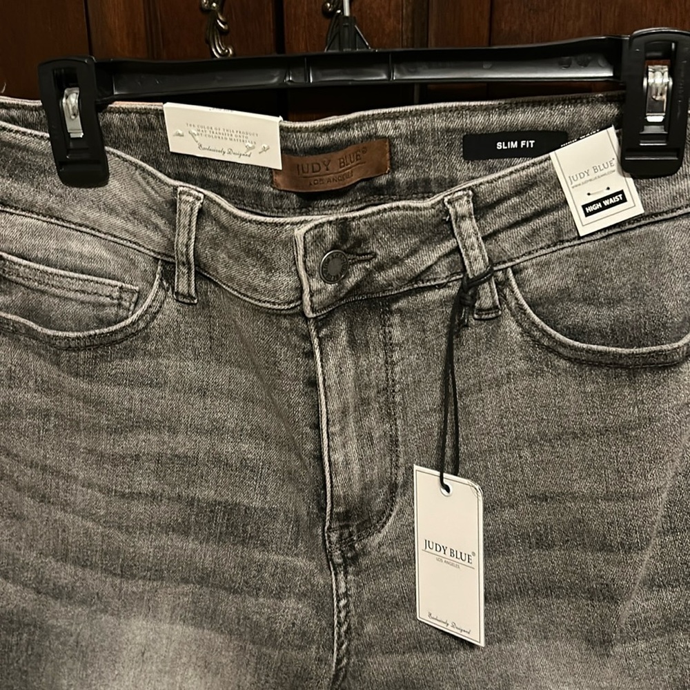 Judy Blue boyfriend gray non-distressed jeans 14W slightly used.